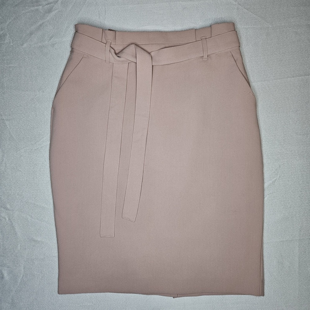 Banana Republic Mauve Taupe Belted Pencil Skirt Petite 4P Business Professional